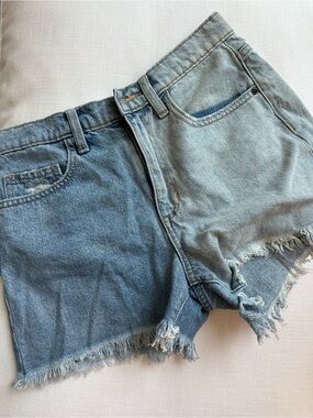 Classic Two-Tone Light Blue Denim Cutoff Shorts